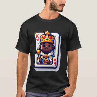 Jonge kleine zwarte koning van het hart dek van ka t-shirt