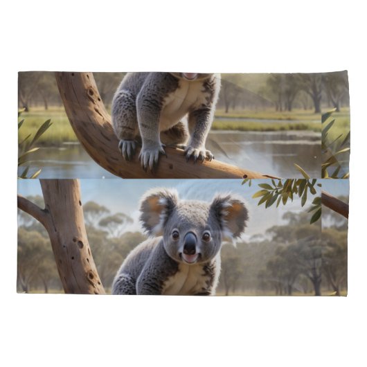 Jonge Koala bij een meer Kussensloop (Achterkant)