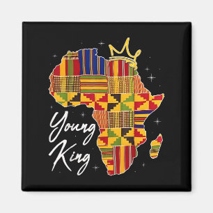 Jonge Koning Art Afrikaanse Print Kente Stof Heren Magneet
