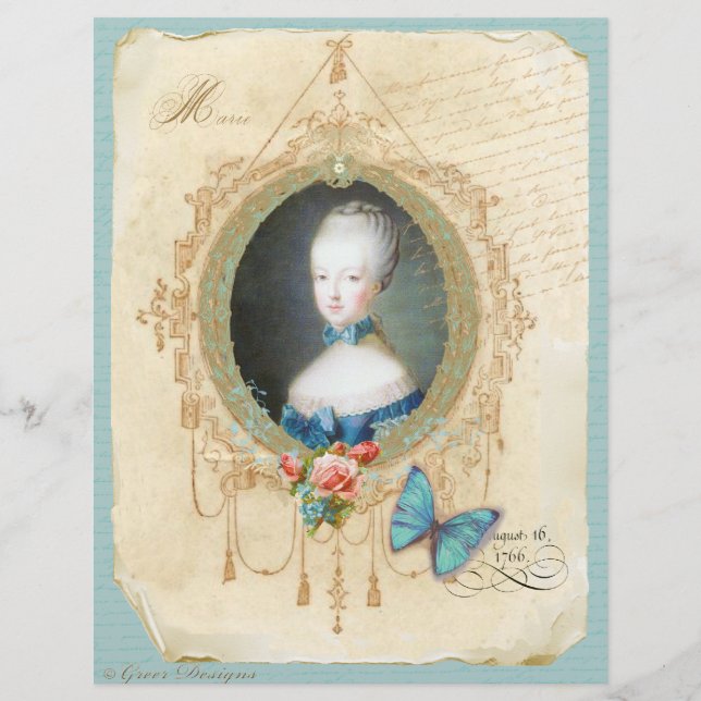 Jonge koningin Marie Antoinette n Butterfly Print (Voorkant)