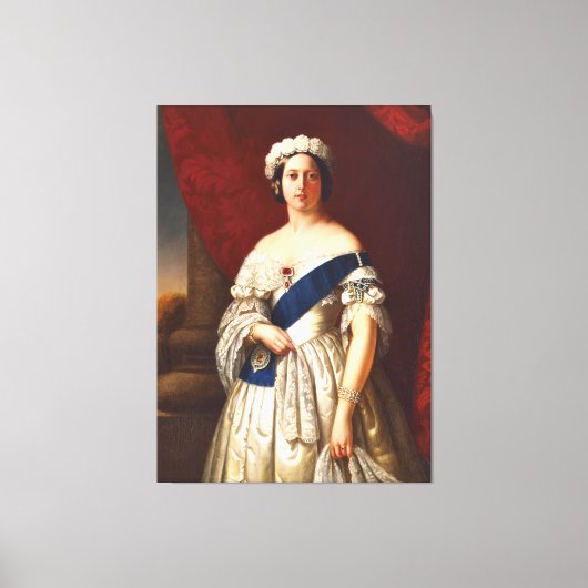 Jonge koningin Victoria met het blote Tiara-portre Canvas Afdruk (Voorkant)