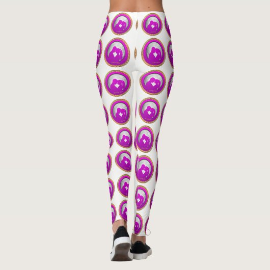 Jonge koppel roze silhouet die elkaar zoenen leggings (Achterkant)