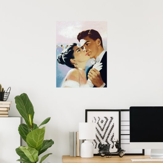 Jonge koppels die samen dansen,  romantisch poster (Thuiskantoor)