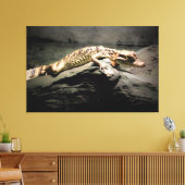 Jonge Krokodil op een Rots Canvas Afdruk (Insitu (Woonkamer))