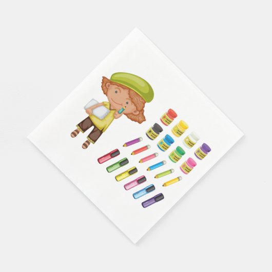 Jonge kunstenaar papieren servetten (Hoek)