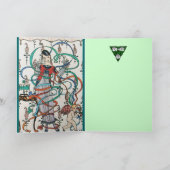 JONGE LADY, COLORFUL RIBBON SWIRLS, CUPID Birthday Kaart (Binnen)