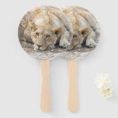 Jonge leeuwen handwaaier (Voorkant en achterkant)