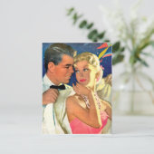 Jonge liefhebbers gaan uit, romantisch briefkaart (Staand voorkant)