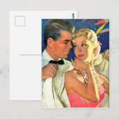 Jonge liefhebbers gaan uit, romantisch briefkaart (Voorkant / Achterkant)