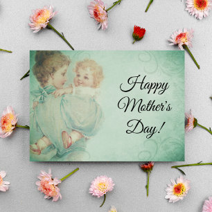  jonge mam Mint Green Happy Mothers Day Feestdagen Kaart