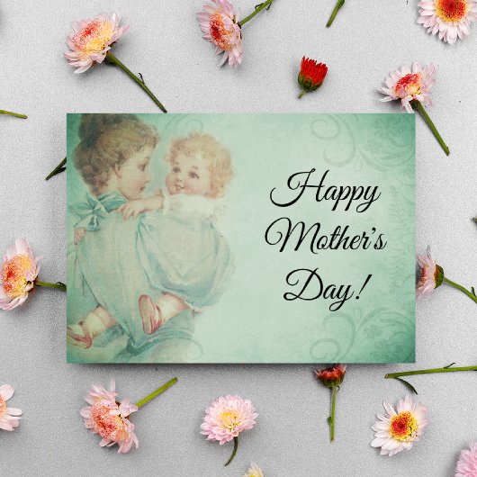 jonge mam Mint Green Happy Mothers Day Feestdagen Kaart