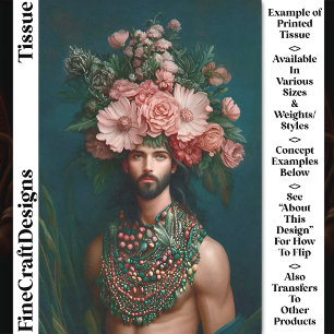 Jonge Man, Bloemen, Bessen, Loofwerk CQ9 Découpage Tissuepapier