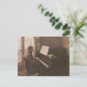 Jonge Man die de Piano speelt met Gustave Caillebo Briefkaart (Staand voorkant)