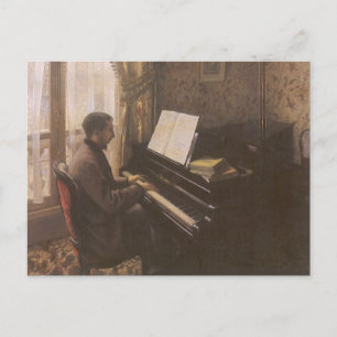 Jonge Man die de Piano speelt met Gustave Caillebo Briefkaart