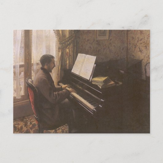 Jonge Man die de Piano speelt met Gustave Caillebo Briefkaart (Voorkant)