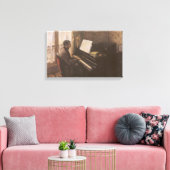 Jonge Man die de Piano speelt met Gustave Caillebo Canvas Afdruk (Insitu (Woonkamer))