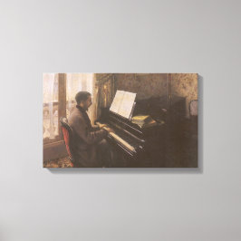 Jonge Man die de Piano speelt met Gustave Caillebo Canvas Afdruk
