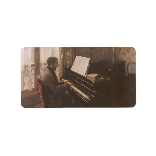 Jonge Man die de Piano speelt met Gustave Caillebo Etiket (Voorkant)