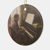 Jonge Man die de Piano speelt met Gustave Caillebo Keramisch Ornament (Links)