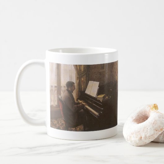 Jonge Man die de Piano speelt met Gustave Caillebo Koffiemok (Met donut)