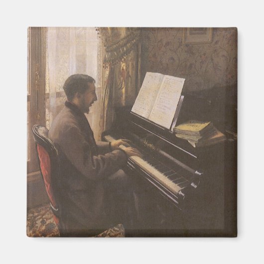Jonge Man die de Piano speelt met Gustave Caillebo Magneet (Voorkant)