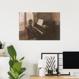 Jonge Man die de Piano speelt met Gustave Caillebo Poster