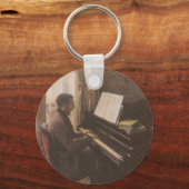 Jonge Man die de Piano speelt met Gustave Caillebo Sleutelhanger (Voorkant)