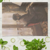 Jonge Man die de Piano speelt met Gustave Caillebo Theedoek (Gevouwen)