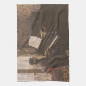 Jonge Man die de Piano speelt met Gustave Caillebo Theedoek (Verticaal)