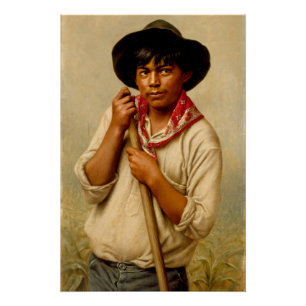 Jonge man die maïs wiedt, beroemd schilderij perfect poster