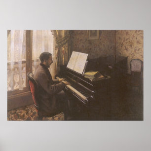 Jonge man die piano speelt door Gustave Caillebott Poster