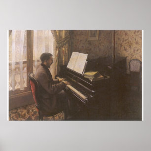 Jonge man die piano speelt door Gustave Caillebott Poster