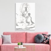 Jonge man in gebed Canvas zwart-wit print (Insitu (Woonkamer))
