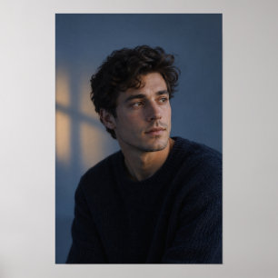 Jonge man in zachte vensterlicht Heden daagse Port Poster