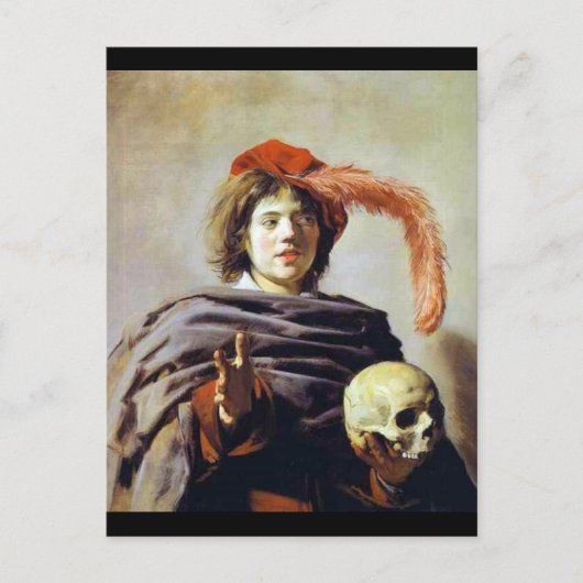 Jonge Man met een schedel Briefkaart (Voorkant)