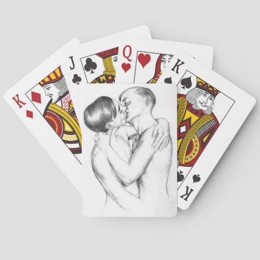 Jonge Mannen zoenen ( Gay Art) Pokerkaarten (Achterkant)