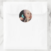Jonge Marie Antoinette met vlinder Ronde Sticker (Tas)