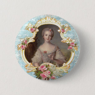 Jonge Marie Antoinette n Pink Roses Button Pin