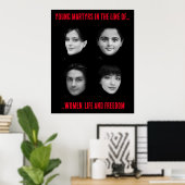 Jonge martelaren in de rij Vrouw, Leven, Vrijheid Poster (Thuiskantoor)