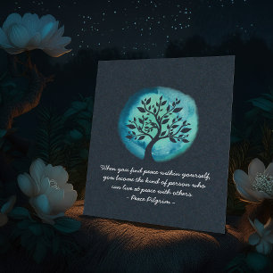 JONGE MEDEDINGINGENCitaten Elegant Waterverf Tree Poster
