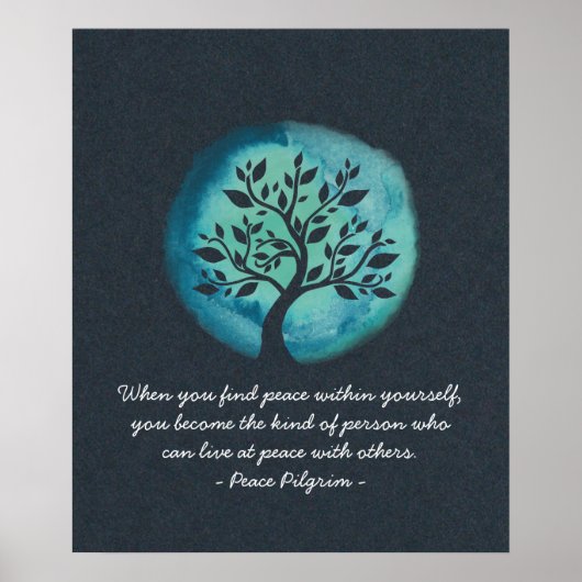 JONGE MEDEDINGINGENCitaten Elegant Waterverf Tree Poster (Voorkant)