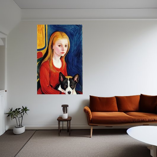 Jonge meid en hond | AI Art Poster
