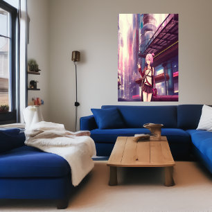 Jonge meid in de stad   AI Art Poster