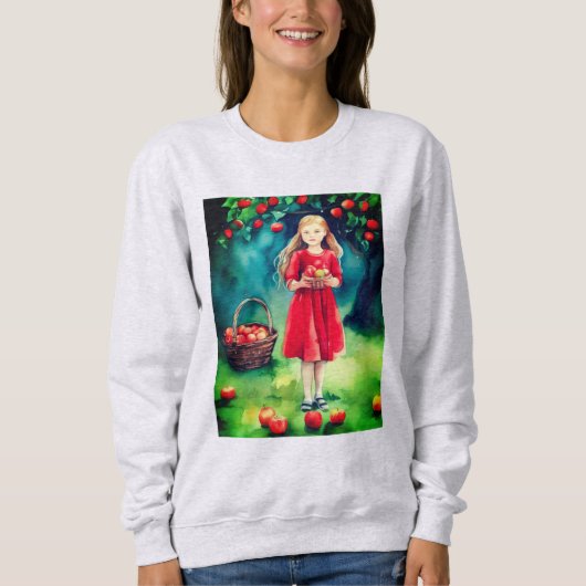 Jonge meid in een appelboomgaard trui (Voorkant)