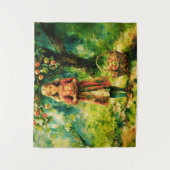 Jonge meid in een appelboomgaard wandkleed (Voorkant)