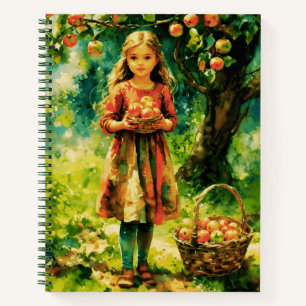 Jonge meid in een Apple Orchard Journal Notitieboek