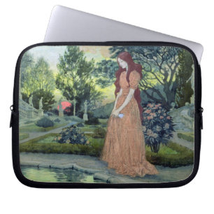 Jonge meid in een tuin (w/c) laptop sleeve