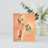 Jonge meid maakt zich klaar voor Kerstmis,  Briefkaart (Staand voorkant)