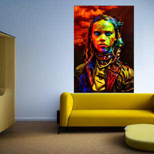 Jonge meid met blauwe ogen   AI Art Poster