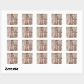 Jonge meid met bloemen vierkante sticker (Vel)